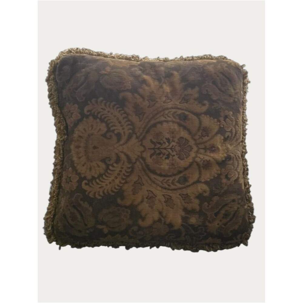 Elegant Brown and Gold Decorative Pillow Not Labeled But Thomasville Quality